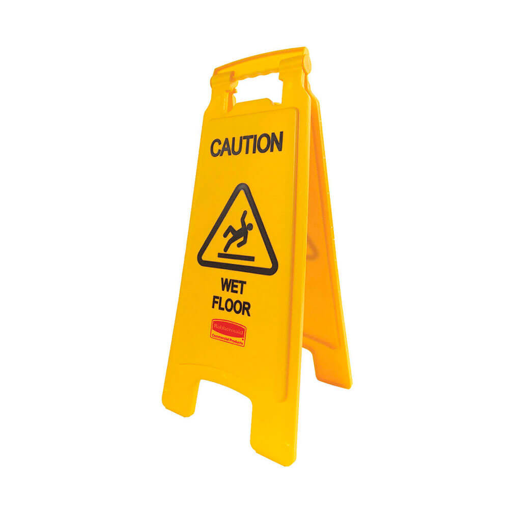 Señal de señal de piso mojado amarillo